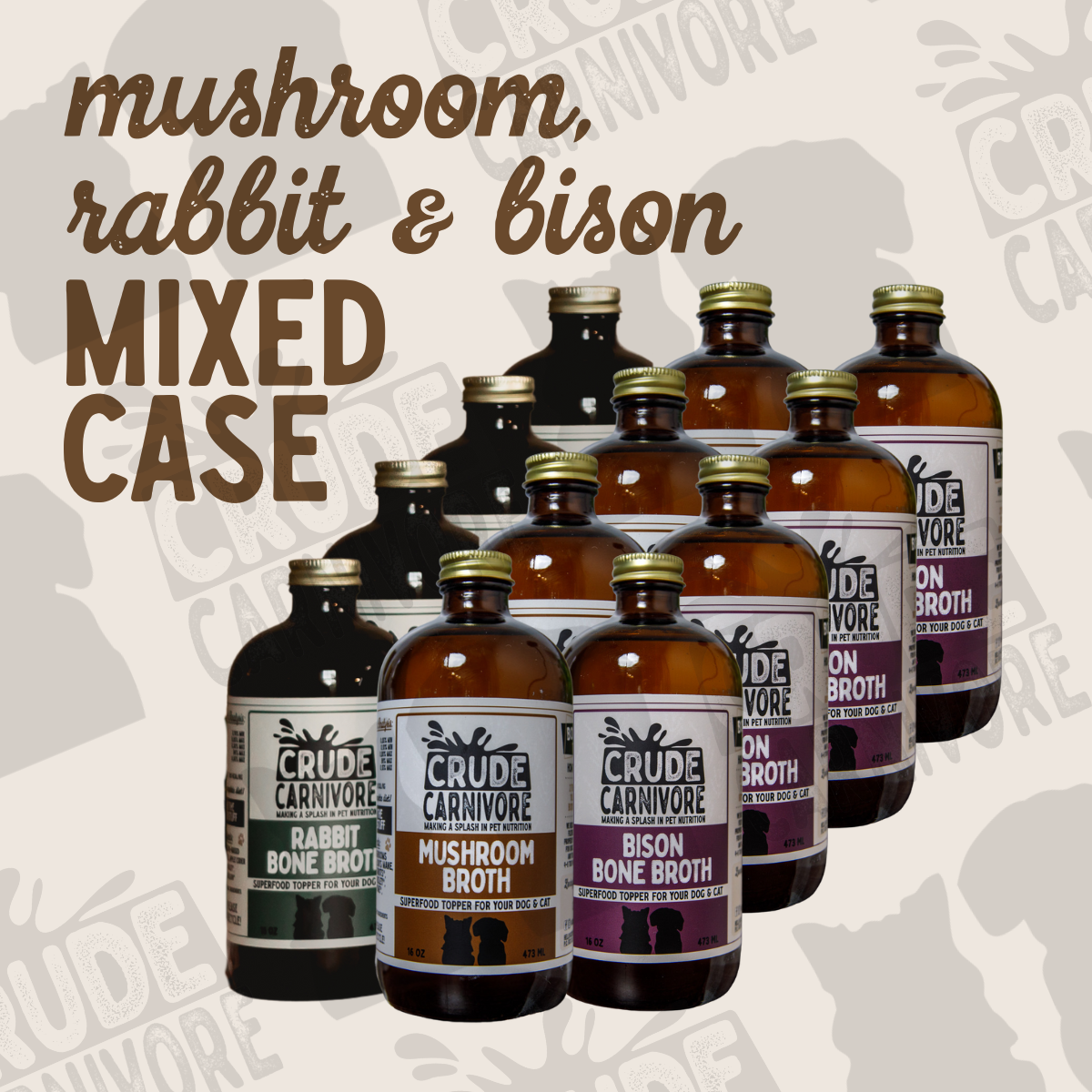 12 Pack - Mushroom/Rabbit/Bison Mixed Case