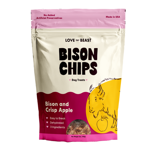 Bison Chips, Dehydrated Dog Treats, 5-oz bag