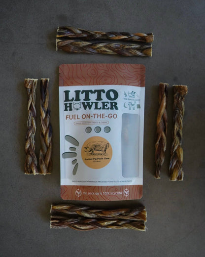 Dehydrated Braided Pig Pizzle Chew - 6 Count