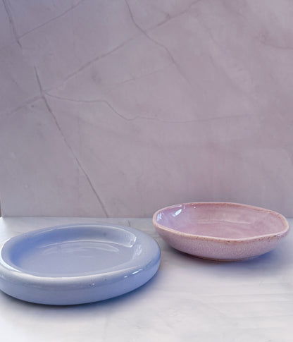 Cat/Petite Pup Fika Set in Lunar Pink and French Blue Lavender