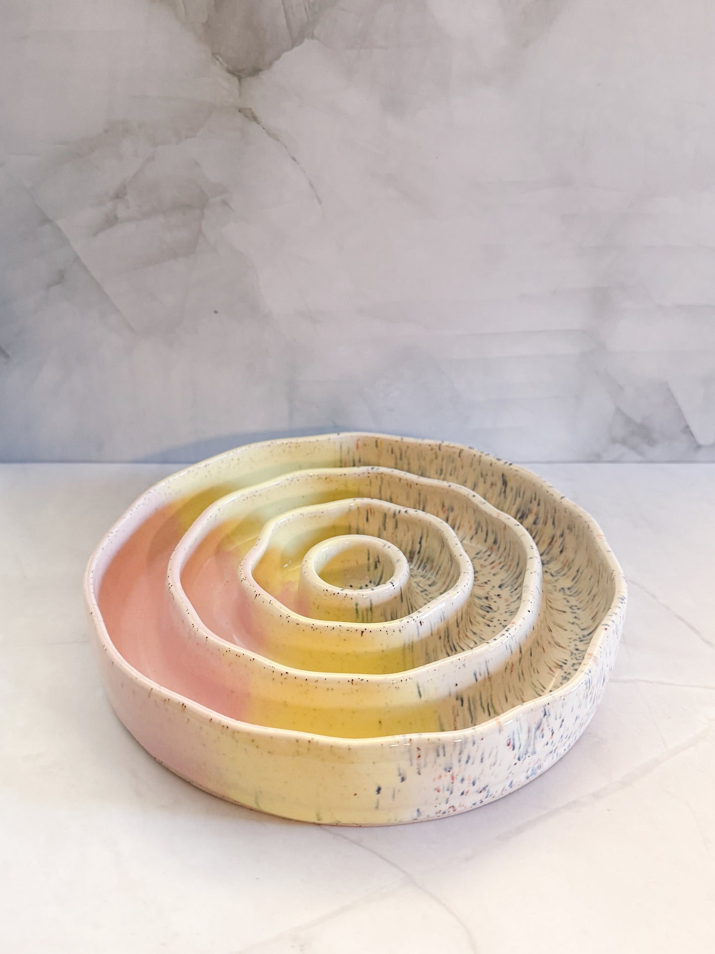 Yellow Pink Confetti Medium Slow Feeder
