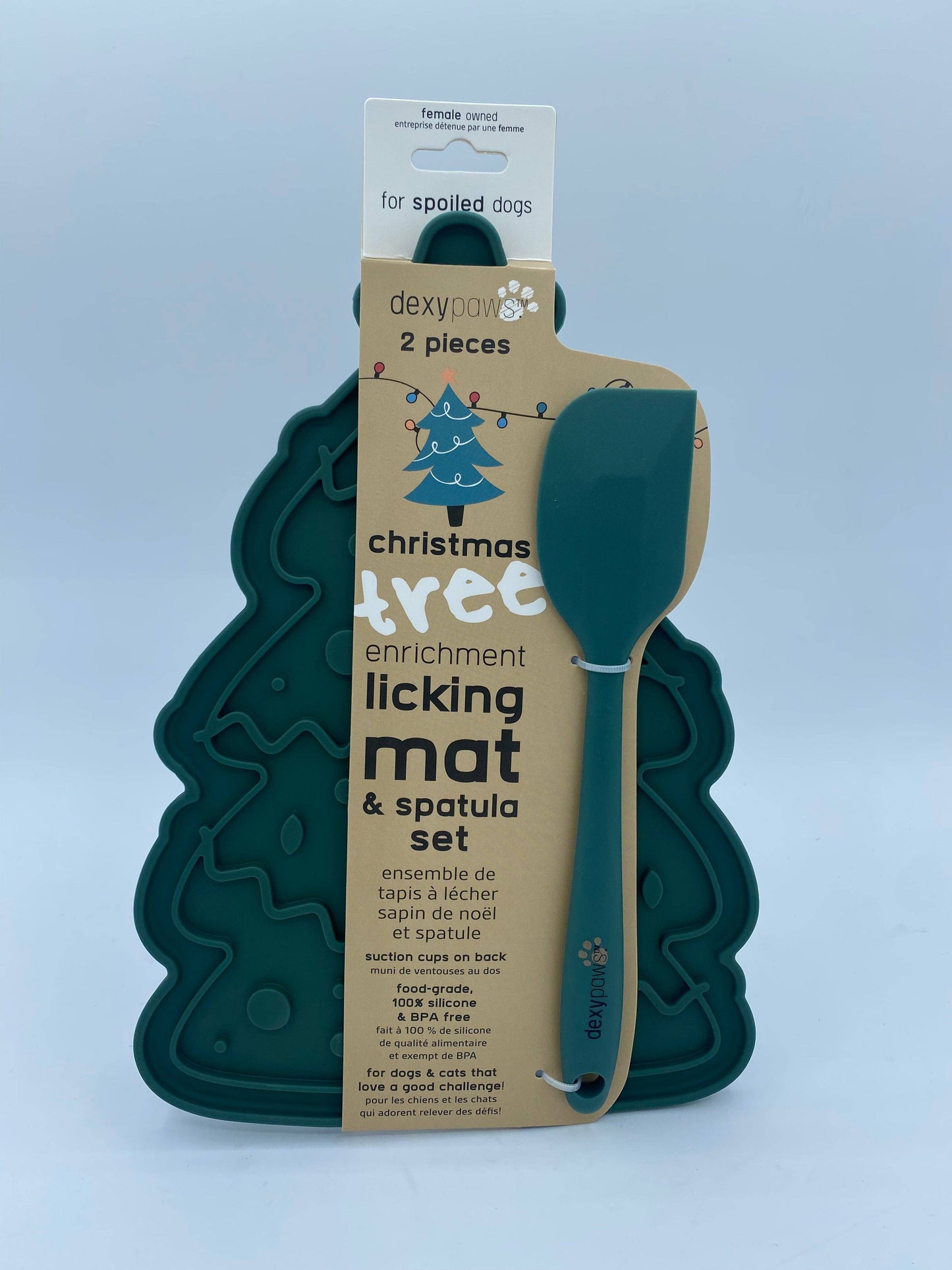 Christmas Tree Lick Mat with Silicone Spatula